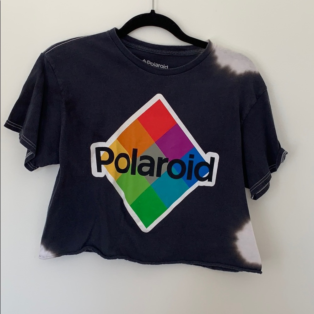 Polaroid Rainbow Bleach Dyed Crop Top Navy